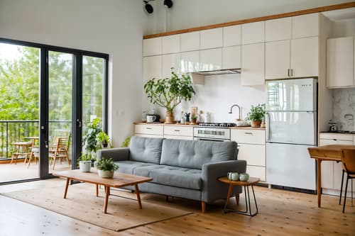 photo from pinterest of airbnb-style interior designed (kitchen living combo interior) with furniture and sink and occasional tables and refrigerator and coffee tables and worktops and sofa and plant. . with scandinavian style and natural materials and elements and simple color palette and practicality and functionality and neutral walls and textures and simple, clean lines and simplistic furniture and open and natural lighting and scandinavian style. . cinematic photo, highly detailed, cinematic lighting, ultra-detailed, ultrarealistic, photorealism, 8k. trending on pinterest. airbnb interior design style. masterpiece, cinematic light, ultrarealistic+, photorealistic+, 8k, raw photo, realistic, sharp focus on eyes, (symmetrical eyes), (intact eyes), hyperrealistic, highest quality, best quality, , highly detailed, masterpiece, best quality, extremely detailed 8k wallpaper, masterpiece, best quality, ultra-detailed, best shadow, detailed background, detailed face, detailed eyes, high contrast, best illumination, detailed face, dulux, caustic, dynamic angle, detailed glow. dramatic lighting. highly detailed, insanely detailed hair, symmetrical, intricate details, professionally retouched, 8k high definition. strong bokeh. award winning photo.