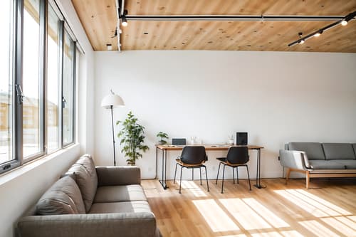 photo from pinterest of airbnb-style interior designed (office interior) with desk lamps and office chairs and office desks and windows and lounge chairs and seating area with sofa and cabinets and computer desks. . with simple color palette and open and natural lighting and neutral walls and textures and simple, clean lines and simplistic furniture and scandinavian style and natural materials and elements and practicality and functionality and simple color palette. . cinematic photo, highly detailed, cinematic lighting, ultra-detailed, ultrarealistic, photorealism, 8k. trending on pinterest. airbnb interior design style. masterpiece, cinematic light, ultrarealistic+, photorealistic+, 8k, raw photo, realistic, sharp focus on eyes, (symmetrical eyes), (intact eyes), hyperrealistic, highest quality, best quality, , highly detailed, masterpiece, best quality, extremely detailed 8k wallpaper, masterpiece, best quality, ultra-detailed, best shadow, detailed background, detailed face, detailed eyes, high contrast, best illumination, detailed face, dulux, caustic, dynamic angle, detailed glow. dramatic lighting. highly detailed, insanely detailed hair, symmetrical, intricate details, professionally retouched, 8k high definition. strong bokeh. award winning photo.