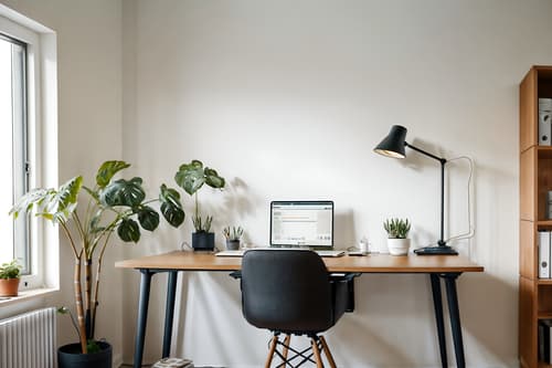 photo from pinterest of airbnb-style interior designed (home office interior) with office chair and plant and computer desk and cabinets and desk lamp and office chair. . with simple color palette and neutral walls and textures and open and natural lighting and scandinavian style and natural materials and elements and practicality and functionality and simple, clean lines and simplistic furniture and simple color palette. . cinematic photo, highly detailed, cinematic lighting, ultra-detailed, ultrarealistic, photorealism, 8k. trending on pinterest. airbnb interior design style. masterpiece, cinematic light, ultrarealistic+, photorealistic+, 8k, raw photo, realistic, sharp focus on eyes, (symmetrical eyes), (intact eyes), hyperrealistic, highest quality, best quality, , highly detailed, masterpiece, best quality, extremely detailed 8k wallpaper, masterpiece, best quality, ultra-detailed, best shadow, detailed background, detailed face, detailed eyes, high contrast, best illumination, detailed face, dulux, caustic, dynamic angle, detailed glow. dramatic lighting. highly detailed, insanely detailed hair, symmetrical, intricate details, professionally retouched, 8k high definition. strong bokeh. award winning photo.