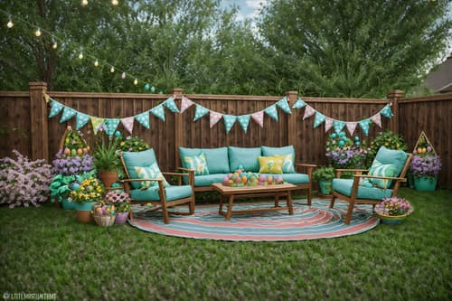photo from pinterest of easter-style designed (outdoor patio ) with plant and grass and patio couch with pillows and deck with deck chairs and barbeque or grill and plant. . with colorful easter eggs and flowers on table and easter decorations and light blue colors and spring decorations and colorful easter eggs. . cinematic photo, highly detailed, cinematic lighting, ultra-detailed, ultrarealistic, photorealism, 8k. trending on pinterest. easter design style. masterpiece, cinematic light, ultrarealistic+, photorealistic+, 8k, raw photo, realistic, sharp focus on eyes, (symmetrical eyes), (intact eyes), hyperrealistic, highest quality, best quality, , highly detailed, masterpiece, best quality, extremely detailed 8k wallpaper, masterpiece, best quality, ultra-detailed, best shadow, detailed background, detailed face, detailed eyes, high contrast, best illumination, detailed face, dulux, caustic, dynamic angle, detailed glow. dramatic lighting. highly detailed, insanely detailed hair, symmetrical, intricate details, professionally retouched, 8k high definition. strong bokeh. award winning photo.