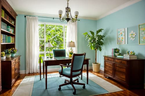 photo from pinterest of easter-style interior designed (study room interior) with office chair and cabinets and plant and lounge chair and bookshelves and desk lamp and writing desk and office chair. . with flowers on table and colorful easter eggs and light blue colors and easter decorations and spring decorations and flowers on table. . cinematic photo, highly detailed, cinematic lighting, ultra-detailed, ultrarealistic, photorealism, 8k. trending on pinterest. easter interior design style. masterpiece, cinematic light, ultrarealistic+, photorealistic+, 8k, raw photo, realistic, sharp focus on eyes, (symmetrical eyes), (intact eyes), hyperrealistic, highest quality, best quality, , highly detailed, masterpiece, best quality, extremely detailed 8k wallpaper, masterpiece, best quality, ultra-detailed, best shadow, detailed background, detailed face, detailed eyes, high contrast, best illumination, detailed face, dulux, caustic, dynamic angle, detailed glow. dramatic lighting. highly detailed, insanely detailed hair, symmetrical, intricate details, professionally retouched, 8k high definition. strong bokeh. award winning photo.