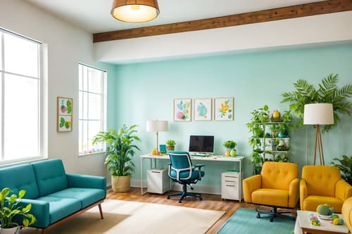 photo from pinterest of easter-style interior designed (office interior) with plants and lounge chairs and desk lamps and windows and cabinets and seating area with sofa and office chairs and office desks. . with spring decorations and light blue colors and easter decorations and colorful easter eggs and flowers on table and spring decorations. . cinematic photo, highly detailed, cinematic lighting, ultra-detailed, ultrarealistic, photorealism, 8k. trending on pinterest. easter interior design style. masterpiece, cinematic light, ultrarealistic+, photorealistic+, 8k, raw photo, realistic, sharp focus on eyes, (symmetrical eyes), (intact eyes), hyperrealistic, highest quality, best quality, , highly detailed, masterpiece, best quality, extremely detailed 8k wallpaper, masterpiece, best quality, ultra-detailed, best shadow, detailed background, detailed face, detailed eyes, high contrast, best illumination, detailed face, dulux, caustic, dynamic angle, detailed glow. dramatic lighting. highly detailed, insanely detailed hair, symmetrical, intricate details, professionally retouched, 8k high definition. strong bokeh. award winning photo.