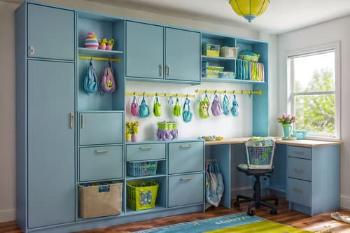 photo from pinterest of easter-style interior designed (drop zone interior) with lockers and storage baskets and cabinets and storage drawers and cubbies and wall hooks for coats and shelves for shoes and high up storage. . with spring decorations and light blue colors and easter decorations and flowers on table and colorful easter eggs and spring decorations. . cinematic photo, highly detailed, cinematic lighting, ultra-detailed, ultrarealistic, photorealism, 8k. trending on pinterest. easter interior design style. masterpiece, cinematic light, ultrarealistic+, photorealistic+, 8k, raw photo, realistic, sharp focus on eyes, (symmetrical eyes), (intact eyes), hyperrealistic, highest quality, best quality, , highly detailed, masterpiece, best quality, extremely detailed 8k wallpaper, masterpiece, best quality, ultra-detailed, best shadow, detailed background, detailed face, detailed eyes, high contrast, best illumination, detailed face, dulux, caustic, dynamic angle, detailed glow. dramatic lighting. highly detailed, insanely detailed hair, symmetrical, intricate details, professionally retouched, 8k high definition. strong bokeh. award winning photo.