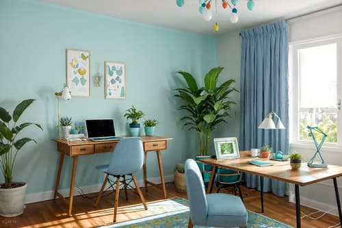 photo from pinterest of easter-style interior designed (home office interior) with plant and desk lamp and office chair and computer desk and cabinets and plant. . with light blue colors and spring decorations and colorful easter eggs and flowers on table and easter decorations and light blue colors. . cinematic photo, highly detailed, cinematic lighting, ultra-detailed, ultrarealistic, photorealism, 8k. trending on pinterest. easter interior design style. masterpiece, cinematic light, ultrarealistic+, photorealistic+, 8k, raw photo, realistic, sharp focus on eyes, (symmetrical eyes), (intact eyes), hyperrealistic, highest quality, best quality, , highly detailed, masterpiece, best quality, extremely detailed 8k wallpaper, masterpiece, best quality, ultra-detailed, best shadow, detailed background, detailed face, detailed eyes, high contrast, best illumination, detailed face, dulux, caustic, dynamic angle, detailed glow. dramatic lighting. highly detailed, insanely detailed hair, symmetrical, intricate details, professionally retouched, 8k high definition. strong bokeh. award winning photo.