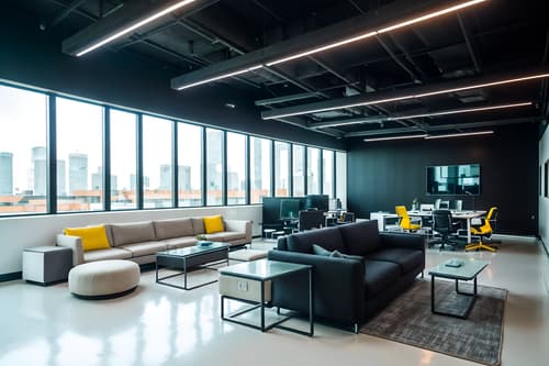 photo from pinterest of futuristic-style interior designed (coworking space interior) with seating area with sofa and office chairs and lounge chairs and office desks and seating area with sofa. . with neutral background and bright accents and minimalist clean lines and steel finishing and strong geometric walls and floating surfaces and smooth marble and glass panes and monochromatic palette. . cinematic photo, highly detailed, cinematic lighting, ultra-detailed, ultrarealistic, photorealism, 8k. trending on pinterest. futuristic interior design style. masterpiece, cinematic light, ultrarealistic+, photorealistic+, 8k, raw photo, realistic, sharp focus on eyes, (symmetrical eyes), (intact eyes), hyperrealistic, highest quality, best quality, , highly detailed, masterpiece, best quality, extremely detailed 8k wallpaper, masterpiece, best quality, ultra-detailed, best shadow, detailed background, detailed face, detailed eyes, high contrast, best illumination, detailed face, dulux, caustic, dynamic angle, detailed glow. dramatic lighting. highly detailed, insanely detailed hair, symmetrical, intricate details, professionally retouched, 8k high definition. strong bokeh. award winning photo.