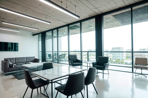photo from pinterest of futuristic-style interior designed (coworking space interior) with seating area with sofa and office chairs and lounge chairs and office desks and seating area with sofa. . with neutral background and bright accents and minimalist clean lines and steel finishing and strong geometric walls and floating surfaces and smooth marble and glass panes and monochromatic palette. . cinematic photo, highly detailed, cinematic lighting, ultra-detailed, ultrarealistic, photorealism, 8k. trending on pinterest. futuristic interior design style. masterpiece, cinematic light, ultrarealistic+, photorealistic+, 8k, raw photo, realistic, sharp focus on eyes, (symmetrical eyes), (intact eyes), hyperrealistic, highest quality, best quality, , highly detailed, masterpiece, best quality, extremely detailed 8k wallpaper, masterpiece, best quality, ultra-detailed, best shadow, detailed background, detailed face, detailed eyes, high contrast, best illumination, detailed face, dulux, caustic, dynamic angle, detailed glow. dramatic lighting. highly detailed, insanely detailed hair, symmetrical, intricate details, professionally retouched, 8k high definition. strong bokeh. award winning photo.