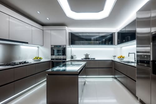 photo from pinterest of futuristic-style interior designed (kitchen interior) with worktops and stove and sink and plant and kitchen cabinets and refrigerator and worktops. . with futuristic interior and glass panes and futurism and steel finishing and strong geometric walls and minimalist clean lines and futurism minimalist interior and spaceship interior. . cinematic photo, highly detailed, cinematic lighting, ultra-detailed, ultrarealistic, photorealism, 8k. trending on pinterest. futuristic interior design style. masterpiece, cinematic light, ultrarealistic+, photorealistic+, 8k, raw photo, realistic, sharp focus on eyes, (symmetrical eyes), (intact eyes), hyperrealistic, highest quality, best quality, , highly detailed, masterpiece, best quality, extremely detailed 8k wallpaper, masterpiece, best quality, ultra-detailed, best shadow, detailed background, detailed face, detailed eyes, high contrast, best illumination, detailed face, dulux, caustic, dynamic angle, detailed glow. dramatic lighting. highly detailed, insanely detailed hair, symmetrical, intricate details, professionally retouched, 8k high definition. strong bokeh. award winning photo.