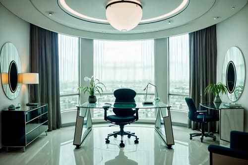 photo from pinterest of futuristic-style interior designed (hotel room interior) with working desk with desk chair and plant and bedside table or night stand and hotel bathroom and dresser closet and mirror and bed and accent chair. . with circular shapes and glass panes and neutral background and bright accents and monochromatic palette and futurism minimalist interior and smooth polished marble and futuristic interior and spaceship interior. . cinematic photo, highly detailed, cinematic lighting, ultra-detailed, ultrarealistic, photorealism, 8k. trending on pinterest. futuristic interior design style. masterpiece, cinematic light, ultrarealistic+, photorealistic+, 8k, raw photo, realistic, sharp focus on eyes, (symmetrical eyes), (intact eyes), hyperrealistic, highest quality, best quality, , highly detailed, masterpiece, best quality, extremely detailed 8k wallpaper, masterpiece, best quality, ultra-detailed, best shadow, detailed background, detailed face, detailed eyes, high contrast, best illumination, detailed face, dulux, caustic, dynamic angle, detailed glow. dramatic lighting. highly detailed, insanely detailed hair, symmetrical, intricate details, professionally retouched, 8k high definition. strong bokeh. award winning photo.