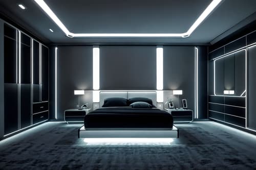 photo from pinterest of futuristic-style interior designed (bedroom interior) with bedside table or night stand and bed and mirror and plant and dresser closet and night light and accent chair and headboard. . with smooth marble and steel finishing and spaceship interior and futuristic interior and futurism and minimalist clean lines and futurism minimalist interior and strong geometric walls. . cinematic photo, highly detailed, cinematic lighting, ultra-detailed, ultrarealistic, photorealism, 8k. trending on pinterest. futuristic interior design style. masterpiece, cinematic light, ultrarealistic+, photorealistic+, 8k, raw photo, realistic, sharp focus on eyes, (symmetrical eyes), (intact eyes), hyperrealistic, highest quality, best quality, , highly detailed, masterpiece, best quality, extremely detailed 8k wallpaper, masterpiece, best quality, ultra-detailed, best shadow, detailed background, detailed face, detailed eyes, high contrast, best illumination, detailed face, dulux, caustic, dynamic angle, detailed glow. dramatic lighting. highly detailed, insanely detailed hair, symmetrical, intricate details, professionally retouched, 8k high definition. strong bokeh. award winning photo.