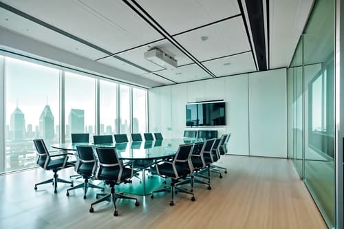 photo from pinterest of futuristic-style interior designed (meeting room interior) with plant and vase and glass doors and boardroom table and cabinets and painting or photo on wall and office chairs and glass walls. . with floating surfaces and glass panes and neutral background and bright accents and steel finishing and smooth polished marble and futurism and futurism minimalist interior and futuristic interior. . cinematic photo, highly detailed, cinematic lighting, ultra-detailed, ultrarealistic, photorealism, 8k. trending on pinterest. futuristic interior design style. masterpiece, cinematic light, ultrarealistic+, photorealistic+, 8k, raw photo, realistic, sharp focus on eyes, (symmetrical eyes), (intact eyes), hyperrealistic, highest quality, best quality, , highly detailed, masterpiece, best quality, extremely detailed 8k wallpaper, masterpiece, best quality, ultra-detailed, best shadow, detailed background, detailed face, detailed eyes, high contrast, best illumination, detailed face, dulux, caustic, dynamic angle, detailed glow. dramatic lighting. highly detailed, insanely detailed hair, symmetrical, intricate details, professionally retouched, 8k high definition. strong bokeh. award winning photo.