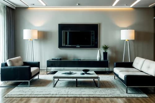 photo from pinterest of futuristic-style interior designed (living room interior) with sofa and furniture and occasional tables and televisions and rug and chairs and plant and electric lamps. . with minimalist clean lines and strong geometric walls and futurism and futuristic interior and futurism minimalist interior and steel finishing and neutral background and bright accents and smooth marble. . cinematic photo, highly detailed, cinematic lighting, ultra-detailed, ultrarealistic, photorealism, 8k. trending on pinterest. futuristic interior design style. masterpiece, cinematic light, ultrarealistic+, photorealistic+, 8k, raw photo, realistic, sharp focus on eyes, (symmetrical eyes), (intact eyes), hyperrealistic, highest quality, best quality, , highly detailed, masterpiece, best quality, extremely detailed 8k wallpaper, masterpiece, best quality, ultra-detailed, best shadow, detailed background, detailed face, detailed eyes, high contrast, best illumination, detailed face, dulux, caustic, dynamic angle, detailed glow. dramatic lighting. highly detailed, insanely detailed hair, symmetrical, intricate details, professionally retouched, 8k high definition. strong bokeh. award winning photo.