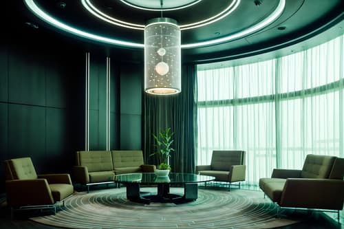photo from pinterest of futuristic-style interior designed (hotel lobby interior) with check in desk and hanging lamps and furniture and lounge chairs and rug and coffee tables and sofas and plant. . with futuristic interior and monochromatic palette and neutral background and bright accents and futurism and glass panes and circular shapes and strong geometric walls and floating surfaces. . cinematic photo, highly detailed, cinematic lighting, ultra-detailed, ultrarealistic, photorealism, 8k. trending on pinterest. futuristic interior design style. masterpiece, cinematic light, ultrarealistic+, photorealistic+, 8k, raw photo, realistic, sharp focus on eyes, (symmetrical eyes), (intact eyes), hyperrealistic, highest quality, best quality, , highly detailed, masterpiece, best quality, extremely detailed 8k wallpaper, masterpiece, best quality, ultra-detailed, best shadow, detailed background, detailed face, detailed eyes, high contrast, best illumination, detailed face, dulux, caustic, dynamic angle, detailed glow. dramatic lighting. highly detailed, insanely detailed hair, symmetrical, intricate details, professionally retouched, 8k high definition. strong bokeh. award winning photo.