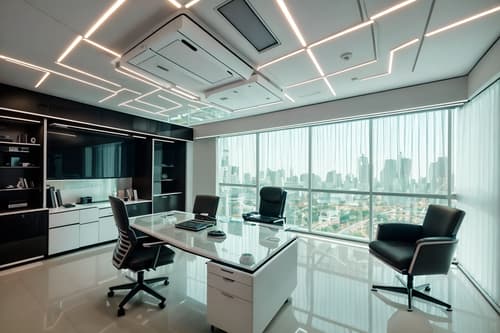 photo from pinterest of futuristic-style interior designed (home office interior) with desk lamp and plant and cabinets and computer desk and office chair and desk lamp. . with futurism minimalist interior and circular shapes and futuristic interior and smooth marble and light colors and monochromatic palette and neutral background and bright accents and glass panes. . cinematic photo, highly detailed, cinematic lighting, ultra-detailed, ultrarealistic, photorealism, 8k. trending on pinterest. futuristic interior design style. masterpiece, cinematic light, ultrarealistic+, photorealistic+, 8k, raw photo, realistic, sharp focus on eyes, (symmetrical eyes), (intact eyes), hyperrealistic, highest quality, best quality, , highly detailed, masterpiece, best quality, extremely detailed 8k wallpaper, masterpiece, best quality, ultra-detailed, best shadow, detailed background, detailed face, detailed eyes, high contrast, best illumination, detailed face, dulux, caustic, dynamic angle, detailed glow. dramatic lighting. highly detailed, insanely detailed hair, symmetrical, intricate details, professionally retouched, 8k high definition. strong bokeh. award winning photo.
