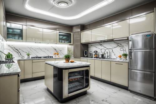 photo from pinterest of retro futuristic-style interior designed (kitchen interior) with plant and kitchen cabinets and worktops and refrigerator and stove and sink and plant. . with futuristic interior and neutral background and bright accents and light colors and smooth polished marble and circular shapes and futurism minimalist interior and glass panes and minimalist clean lines. . cinematic photo, highly detailed, cinematic lighting, ultra-detailed, ultrarealistic, photorealism, 8k. trending on pinterest. retro futuristic interior design style. masterpiece, cinematic light, ultrarealistic+, photorealistic+, 8k, raw photo, realistic, sharp focus on eyes, (symmetrical eyes), (intact eyes), hyperrealistic, highest quality, best quality, , highly detailed, masterpiece, best quality, extremely detailed 8k wallpaper, masterpiece, best quality, ultra-detailed, best shadow, detailed background, detailed face, detailed eyes, high contrast, best illumination, detailed face, dulux, caustic, dynamic angle, detailed glow. dramatic lighting. highly detailed, insanely detailed hair, symmetrical, intricate details, professionally retouched, 8k high definition. strong bokeh. award winning photo.
