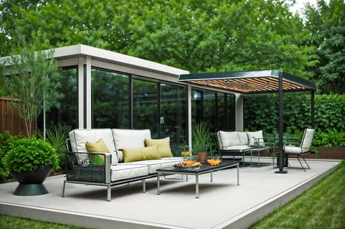 photo from pinterest of retro futuristic-style designed (outdoor patio ) with barbeque or grill and deck with deck chairs and patio couch with pillows and grass and plant and barbeque or grill. . with neutral background and bright accents and floating surfaces and monochromatic palette and glass panes and futuristic and vintage futurism and futurism minimalist and minimalist clean lines. . cinematic photo, highly detailed, cinematic lighting, ultra-detailed, ultrarealistic, photorealism, 8k. trending on pinterest. retro futuristic design style. masterpiece, cinematic light, ultrarealistic+, photorealistic+, 8k, raw photo, realistic, sharp focus on eyes, (symmetrical eyes), (intact eyes), hyperrealistic, highest quality, best quality, , highly detailed, masterpiece, best quality, extremely detailed 8k wallpaper, masterpiece, best quality, ultra-detailed, best shadow, detailed background, detailed face, detailed eyes, high contrast, best illumination, detailed face, dulux, caustic, dynamic angle, detailed glow. dramatic lighting. highly detailed, insanely detailed hair, symmetrical, intricate details, professionally retouched, 8k high definition. strong bokeh. award winning photo.