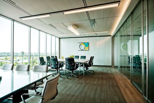 photo from pinterest of retro futuristic-style interior designed (meeting room interior) with glass doors and glass walls and boardroom table and plant and cabinets and painting or photo on wall and vase and office chairs. . with neutral background and bright accents and futuristic interior and floating surfaces and minimalist clean lines and light colors and smooth marble and steel finishing and smooth polished marble. . cinematic photo, highly detailed, cinematic lighting, ultra-detailed, ultrarealistic, photorealism, 8k. trending on pinterest. retro futuristic interior design style. masterpiece, cinematic light, ultrarealistic+, photorealistic+, 8k, raw photo, realistic, sharp focus on eyes, (symmetrical eyes), (intact eyes), hyperrealistic, highest quality, best quality, , highly detailed, masterpiece, best quality, extremely detailed 8k wallpaper, masterpiece, best quality, ultra-detailed, best shadow, detailed background, detailed face, detailed eyes, high contrast, best illumination, detailed face, dulux, caustic, dynamic angle, detailed glow. dramatic lighting. highly detailed, insanely detailed hair, symmetrical, intricate details, professionally retouched, 8k high definition. strong bokeh. award winning photo.