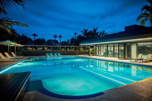 photo from pinterest of retro futuristic-style designed (outdoor pool area ) with pool lights and pool and pool lounge chairs and pool lights. . with vintage futurism and steel finishing and smooth marble and floating surfaces and glass panes and strong geometric walls and futuristic and smooth polished marble. . cinematic photo, highly detailed, cinematic lighting, ultra-detailed, ultrarealistic, photorealism, 8k. trending on pinterest. retro futuristic design style. masterpiece, cinematic light, ultrarealistic+, photorealistic+, 8k, raw photo, realistic, sharp focus on eyes, (symmetrical eyes), (intact eyes), hyperrealistic, highest quality, best quality, , highly detailed, masterpiece, best quality, extremely detailed 8k wallpaper, masterpiece, best quality, ultra-detailed, best shadow, detailed background, detailed face, detailed eyes, high contrast, best illumination, detailed face, dulux, caustic, dynamic angle, detailed glow. dramatic lighting. highly detailed, insanely detailed hair, symmetrical, intricate details, professionally retouched, 8k high definition. strong bokeh. award winning photo.