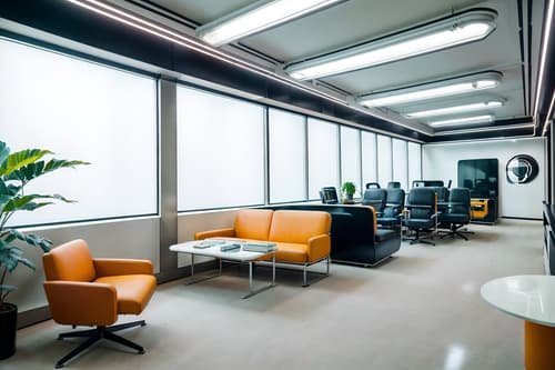 photo from pinterest of retro futuristic-style interior designed (office interior) with cabinets and windows and computer desks and lounge chairs and seating area with sofa and office chairs and office desks and plants. . with minimalist clean lines and smooth polished marble and vintage futurism and light colors and glass panes and futurism minimalist interior and steel finishing and futuristic interior. . cinematic photo, highly detailed, cinematic lighting, ultra-detailed, ultrarealistic, photorealism, 8k. trending on pinterest. retro futuristic interior design style. masterpiece, cinematic light, ultrarealistic+, photorealistic+, 8k, raw photo, realistic, sharp focus on eyes, (symmetrical eyes), (intact eyes), hyperrealistic, highest quality, best quality, , highly detailed, masterpiece, best quality, extremely detailed 8k wallpaper, masterpiece, best quality, ultra-detailed, best shadow, detailed background, detailed face, detailed eyes, high contrast, best illumination, detailed face, dulux, caustic, dynamic angle, detailed glow. dramatic lighting. highly detailed, insanely detailed hair, symmetrical, intricate details, professionally retouched, 8k high definition. strong bokeh. award winning photo.