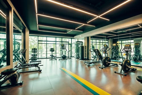 photo from pinterest of retro futuristic-style interior designed (fitness gym interior) with exercise bicycle and crosstrainer and squat rack and dumbbell stand and bench press and exercise bicycle. . with light colors and vintage futurism and glass panes and futuristic interior and futurism minimalist interior and neutral background and bright accents and circular shapes and smooth polished marble. . cinematic photo, highly detailed, cinematic lighting, ultra-detailed, ultrarealistic, photorealism, 8k. trending on pinterest. retro futuristic interior design style. masterpiece, cinematic light, ultrarealistic+, photorealistic+, 8k, raw photo, realistic, sharp focus on eyes, (symmetrical eyes), (intact eyes), hyperrealistic, highest quality, best quality, , highly detailed, masterpiece, best quality, extremely detailed 8k wallpaper, masterpiece, best quality, ultra-detailed, best shadow, detailed background, detailed face, detailed eyes, high contrast, best illumination, detailed face, dulux, caustic, dynamic angle, detailed glow. dramatic lighting. highly detailed, insanely detailed hair, symmetrical, intricate details, professionally retouched, 8k high definition. strong bokeh. award winning photo.
