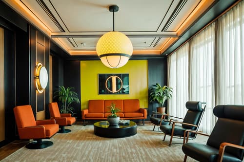 photo from pinterest of retro futuristic-style interior designed (hotel lobby interior) with lounge chairs and rug and hanging lamps and sofas and coffee tables and furniture and plant and check in desk. . with futurism minimalist interior and monochromatic palette and neutral background and bright accents and floating surfaces and steel finishing and vintage futurism and circular shapes and strong geometric walls. . cinematic photo, highly detailed, cinematic lighting, ultra-detailed, ultrarealistic, photorealism, 8k. trending on pinterest. retro futuristic interior design style. masterpiece, cinematic light, ultrarealistic+, photorealistic+, 8k, raw photo, realistic, sharp focus on eyes, (symmetrical eyes), (intact eyes), hyperrealistic, highest quality, best quality, , highly detailed, masterpiece, best quality, extremely detailed 8k wallpaper, masterpiece, best quality, ultra-detailed, best shadow, detailed background, detailed face, detailed eyes, high contrast, best illumination, detailed face, dulux, caustic, dynamic angle, detailed glow. dramatic lighting. highly detailed, insanely detailed hair, symmetrical, intricate details, professionally retouched, 8k high definition. strong bokeh. award winning photo.