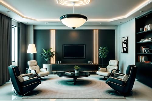 photo from pinterest of retro futuristic-style interior designed (living room interior) with electric lamps and chairs and furniture and bookshelves and plant and televisions and coffee tables and rug. . with monochromatic palette and circular shapes and floating surfaces and neutral background and bright accents and minimalist clean lines and smooth marble and futurism minimalist interior and futuristic interior. . cinematic photo, highly detailed, cinematic lighting, ultra-detailed, ultrarealistic, photorealism, 8k. trending on pinterest. retro futuristic interior design style. masterpiece, cinematic light, ultrarealistic+, photorealistic+, 8k, raw photo, realistic, sharp focus on eyes, (symmetrical eyes), (intact eyes), hyperrealistic, highest quality, best quality, , highly detailed, masterpiece, best quality, extremely detailed 8k wallpaper, masterpiece, best quality, ultra-detailed, best shadow, detailed background, detailed face, detailed eyes, high contrast, best illumination, detailed face, dulux, caustic, dynamic angle, detailed glow. dramatic lighting. highly detailed, insanely detailed hair, symmetrical, intricate details, professionally retouched, 8k high definition. strong bokeh. award winning photo.