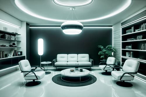 photo from pinterest of retro futuristic-style interior designed (living room interior) with electric lamps and chairs and furniture and bookshelves and plant and televisions and coffee tables and rug. . with monochromatic palette and circular shapes and floating surfaces and neutral background and bright accents and minimalist clean lines and smooth marble and futurism minimalist interior and futuristic interior. . cinematic photo, highly detailed, cinematic lighting, ultra-detailed, ultrarealistic, photorealism, 8k. trending on pinterest. retro futuristic interior design style. masterpiece, cinematic light, ultrarealistic+, photorealistic+, 8k, raw photo, realistic, sharp focus on eyes, (symmetrical eyes), (intact eyes), hyperrealistic, highest quality, best quality, , highly detailed, masterpiece, best quality, extremely detailed 8k wallpaper, masterpiece, best quality, ultra-detailed, best shadow, detailed background, detailed face, detailed eyes, high contrast, best illumination, detailed face, dulux, caustic, dynamic angle, detailed glow. dramatic lighting. highly detailed, insanely detailed hair, symmetrical, intricate details, professionally retouched, 8k high definition. strong bokeh. award winning photo.