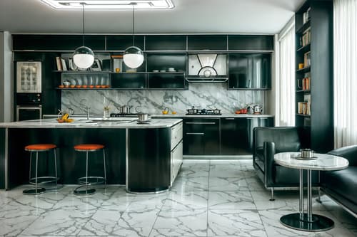 photo from pinterest of retro futuristic-style interior designed (kitchen living combo interior) with occasional tables and electric lamps and furniture and bookshelves and coffee tables and kitchen cabinets and stove and plant. . with steel finishing and smooth marble and vintage futurism and floating surfaces and circular shapes and monochromatic palette and glass panes and smooth polished marble. . cinematic photo, highly detailed, cinematic lighting, ultra-detailed, ultrarealistic, photorealism, 8k. trending on pinterest. retro futuristic interior design style. masterpiece, cinematic light, ultrarealistic+, photorealistic+, 8k, raw photo, realistic, sharp focus on eyes, (symmetrical eyes), (intact eyes), hyperrealistic, highest quality, best quality, , highly detailed, masterpiece, best quality, extremely detailed 8k wallpaper, masterpiece, best quality, ultra-detailed, best shadow, detailed background, detailed face, detailed eyes, high contrast, best illumination, detailed face, dulux, caustic, dynamic angle, detailed glow. dramatic lighting. highly detailed, insanely detailed hair, symmetrical, intricate details, professionally retouched, 8k high definition. strong bokeh. award winning photo.