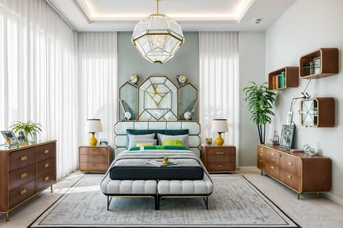 photo from pinterest of retro futuristic-style interior designed (kids room interior) with headboard and plant and bedside table or night stand and storage bench or ottoman and dresser closet and accent chair and night light and kids desk. . with glass panes and strong geometric walls and smooth polished marble and floating surfaces and futuristic interior and futurism minimalist interior and smooth marble and neutral background and bright accents. . cinematic photo, highly detailed, cinematic lighting, ultra-detailed, ultrarealistic, photorealism, 8k. trending on pinterest. retro futuristic interior design style. masterpiece, cinematic light, ultrarealistic+, photorealistic+, 8k, raw photo, realistic, sharp focus on eyes, (symmetrical eyes), (intact eyes), hyperrealistic, highest quality, best quality, , highly detailed, masterpiece, best quality, extremely detailed 8k wallpaper, masterpiece, best quality, ultra-detailed, best shadow, detailed background, detailed face, detailed eyes, high contrast, best illumination, detailed face, dulux, caustic, dynamic angle, detailed glow. dramatic lighting. highly detailed, insanely detailed hair, symmetrical, intricate details, professionally retouched, 8k high definition. strong bokeh. award winning photo.