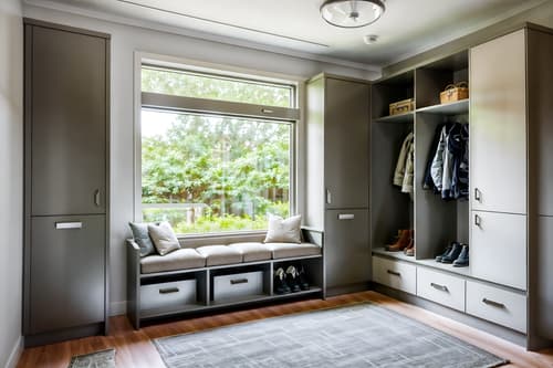 photo from pinterest of retro futuristic-style interior designed (mudroom interior) with a bench and wall hooks for coats and storage baskets and high up storage and storage drawers and cubbies and shelves for shoes and cabinets. . with glass panes and monochromatic palette and futurism minimalist interior and minimalist clean lines and steel finishing and circular shapes and neutral background and bright accents and light colors. . cinematic photo, highly detailed, cinematic lighting, ultra-detailed, ultrarealistic, photorealism, 8k. trending on pinterest. retro futuristic interior design style. masterpiece, cinematic light, ultrarealistic+, photorealistic+, 8k, raw photo, realistic, sharp focus on eyes, (symmetrical eyes), (intact eyes), hyperrealistic, highest quality, best quality, , highly detailed, masterpiece, best quality, extremely detailed 8k wallpaper, masterpiece, best quality, ultra-detailed, best shadow, detailed background, detailed face, detailed eyes, high contrast, best illumination, detailed face, dulux, caustic, dynamic angle, detailed glow. dramatic lighting. highly detailed, insanely detailed hair, symmetrical, intricate details, professionally retouched, 8k high definition. strong bokeh. award winning photo.