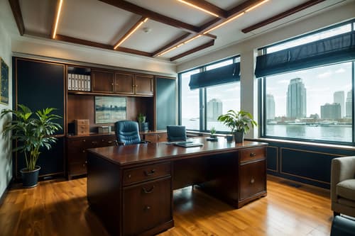 photo from pinterest of nautical-style interior designed (office interior) with desk lamps and plants and cabinets and seating area with sofa and office desks and computer desks and office chairs and windows. . . cinematic photo, highly detailed, cinematic lighting, ultra-detailed, ultrarealistic, photorealism, 8k. trending on pinterest. nautical interior design style. masterpiece, cinematic light, ultrarealistic+, photorealistic+, 8k, raw photo, realistic, sharp focus on eyes, (symmetrical eyes), (intact eyes), hyperrealistic, highest quality, best quality, , highly detailed, masterpiece, best quality, extremely detailed 8k wallpaper, masterpiece, best quality, ultra-detailed, best shadow, detailed background, detailed face, detailed eyes, high contrast, best illumination, detailed face, dulux, caustic, dynamic angle, detailed glow. dramatic lighting. highly detailed, insanely detailed hair, symmetrical, intricate details, professionally retouched, 8k high definition. strong bokeh. award winning photo.