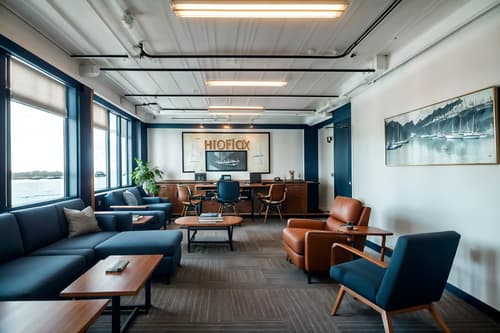 photo from pinterest of nautical-style interior designed (coworking space interior) with office desks and office chairs and lounge chairs and seating area with sofa and office desks. . . cinematic photo, highly detailed, cinematic lighting, ultra-detailed, ultrarealistic, photorealism, 8k. trending on pinterest. nautical interior design style. masterpiece, cinematic light, ultrarealistic+, photorealistic+, 8k, raw photo, realistic, sharp focus on eyes, (symmetrical eyes), (intact eyes), hyperrealistic, highest quality, best quality, , highly detailed, masterpiece, best quality, extremely detailed 8k wallpaper, masterpiece, best quality, ultra-detailed, best shadow, detailed background, detailed face, detailed eyes, high contrast, best illumination, detailed face, dulux, caustic, dynamic angle, detailed glow. dramatic lighting. highly detailed, insanely detailed hair, symmetrical, intricate details, professionally retouched, 8k high definition. strong bokeh. award winning photo.