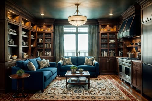 photo from pinterest of nautical-style interior designed (kitchen living combo interior) with rug and bookshelves and sofa and stove and plant and furniture and refrigerator and kitchen cabinets. . . cinematic photo, highly detailed, cinematic lighting, ultra-detailed, ultrarealistic, photorealism, 8k. trending on pinterest. nautical interior design style. masterpiece, cinematic light, ultrarealistic+, photorealistic+, 8k, raw photo, realistic, sharp focus on eyes, (symmetrical eyes), (intact eyes), hyperrealistic, highest quality, best quality, , highly detailed, masterpiece, best quality, extremely detailed 8k wallpaper, masterpiece, best quality, ultra-detailed, best shadow, detailed background, detailed face, detailed eyes, high contrast, best illumination, detailed face, dulux, caustic, dynamic angle, detailed glow. dramatic lighting. highly detailed, insanely detailed hair, symmetrical, intricate details, professionally retouched, 8k high definition. strong bokeh. award winning photo.