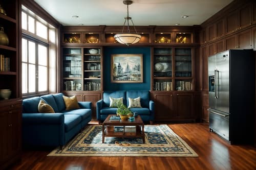 photo from pinterest of nautical-style interior designed (kitchen living combo interior) with rug and bookshelves and sofa and stove and plant and furniture and refrigerator and kitchen cabinets. . . cinematic photo, highly detailed, cinematic lighting, ultra-detailed, ultrarealistic, photorealism, 8k. trending on pinterest. nautical interior design style. masterpiece, cinematic light, ultrarealistic+, photorealistic+, 8k, raw photo, realistic, sharp focus on eyes, (symmetrical eyes), (intact eyes), hyperrealistic, highest quality, best quality, , highly detailed, masterpiece, best quality, extremely detailed 8k wallpaper, masterpiece, best quality, ultra-detailed, best shadow, detailed background, detailed face, detailed eyes, high contrast, best illumination, detailed face, dulux, caustic, dynamic angle, detailed glow. dramatic lighting. highly detailed, insanely detailed hair, symmetrical, intricate details, professionally retouched, 8k high definition. strong bokeh. award winning photo.