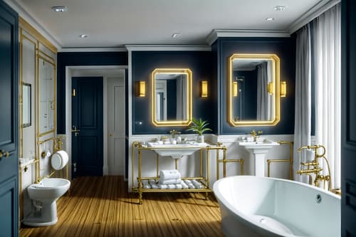 photo from pinterest of nautical-style interior designed (hotel bathroom interior) with toilet seat and bathtub and shower and bathroom cabinet and bath rail and mirror and plant and bathroom sink with faucet. . . cinematic photo, highly detailed, cinematic lighting, ultra-detailed, ultrarealistic, photorealism, 8k. trending on pinterest. nautical interior design style. masterpiece, cinematic light, ultrarealistic+, photorealistic+, 8k, raw photo, realistic, sharp focus on eyes, (symmetrical eyes), (intact eyes), hyperrealistic, highest quality, best quality, , highly detailed, masterpiece, best quality, extremely detailed 8k wallpaper, masterpiece, best quality, ultra-detailed, best shadow, detailed background, detailed face, detailed eyes, high contrast, best illumination, detailed face, dulux, caustic, dynamic angle, detailed glow. dramatic lighting. highly detailed, insanely detailed hair, symmetrical, intricate details, professionally retouched, 8k high definition. strong bokeh. award winning photo.