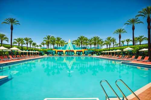 photo from pinterest of art deco-style designed (outdoor pool area ) with pool lounge chairs and pool and pool lights and pool lounge chairs. . with geometric shapes and angular shapes and geometric lines and exuberant shapes and bright and cheerful colors and bold geometry and symmetrical designs and glamour. . cinematic photo, highly detailed, cinematic lighting, ultra-detailed, ultrarealistic, photorealism, 8k. trending on pinterest. art deco design style. masterpiece, cinematic light, ultrarealistic+, photorealistic+, 8k, raw photo, realistic, sharp focus on eyes, (symmetrical eyes), (intact eyes), hyperrealistic, highest quality, best quality, , highly detailed, masterpiece, best quality, extremely detailed 8k wallpaper, masterpiece, best quality, ultra-detailed, best shadow, detailed background, detailed face, detailed eyes, high contrast, best illumination, detailed face, dulux, caustic, dynamic angle, detailed glow. dramatic lighting. highly detailed, insanely detailed hair, symmetrical, intricate details, professionally retouched, 8k high definition. strong bokeh. award winning photo.