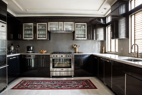 photo from pinterest of art deco-style interior designed (kitchen living combo interior) with sink and televisions and furniture and rug and worktops and stove and kitchen cabinets and chairs. . with bold geometry and angular shapes and geometric shapes and smooth lines and geometric lines and symmetrical designs and abstract patterns and glamour. . cinematic photo, highly detailed, cinematic lighting, ultra-detailed, ultrarealistic, photorealism, 8k. trending on pinterest. art deco interior design style. masterpiece, cinematic light, ultrarealistic+, photorealistic+, 8k, raw photo, realistic, sharp focus on eyes, (symmetrical eyes), (intact eyes), hyperrealistic, highest quality, best quality, , highly detailed, masterpiece, best quality, extremely detailed 8k wallpaper, masterpiece, best quality, ultra-detailed, best shadow, detailed background, detailed face, detailed eyes, high contrast, best illumination, detailed face, dulux, caustic, dynamic angle, detailed glow. dramatic lighting. highly detailed, insanely detailed hair, symmetrical, intricate details, professionally retouched, 8k high definition. strong bokeh. award winning photo.