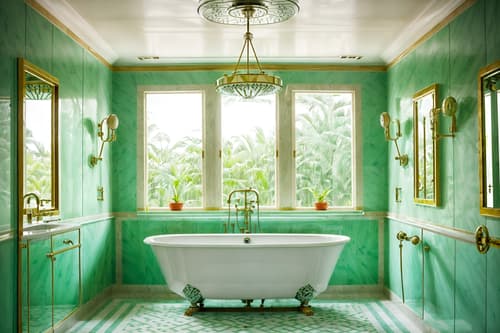 photo from pinterest of art deco-style interior designed (bathroom interior) with shower and waste basket and plant and mirror and bathtub and bathroom sink with faucet and bath rail and bathroom cabinet. . with symmetrical designs and angular shapes and bright and cheerful colors and glamour and geometric shapes and bold geometry and exuberant shapes and smooth lines. . cinematic photo, highly detailed, cinematic lighting, ultra-detailed, ultrarealistic, photorealism, 8k. trending on pinterest. art deco interior design style. masterpiece, cinematic light, ultrarealistic+, photorealistic+, 8k, raw photo, realistic, sharp focus on eyes, (symmetrical eyes), (intact eyes), hyperrealistic, highest quality, best quality, , highly detailed, masterpiece, best quality, extremely detailed 8k wallpaper, masterpiece, best quality, ultra-detailed, best shadow, detailed background, detailed face, detailed eyes, high contrast, best illumination, detailed face, dulux, caustic, dynamic angle, detailed glow. dramatic lighting. highly detailed, insanely detailed hair, symmetrical, intricate details, professionally retouched, 8k high definition. strong bokeh. award winning photo.