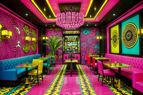 photo from pinterest of maximalist-style interior designed (coffee shop interior) . with playful and more is more philosophy and eye-catching and bold colors and bold patterns and bold design and vibrant and over-the-top aesthetic. . cinematic photo, highly detailed, cinematic lighting, ultra-detailed, ultrarealistic, photorealism, 8k. trending on pinterest. maximalist interior design style. masterpiece, cinematic light, ultrarealistic+, photorealistic+, 8k, raw photo, realistic, sharp focus on eyes, (symmetrical eyes), (intact eyes), hyperrealistic, highest quality, best quality, , highly detailed, masterpiece, best quality, extremely detailed 8k wallpaper, masterpiece, best quality, ultra-detailed, best shadow, detailed background, detailed face, detailed eyes, high contrast, best illumination, detailed face, dulux, caustic, dynamic angle, detailed glow. dramatic lighting. highly detailed, insanely detailed hair, symmetrical, intricate details, professionally retouched, 8k high definition. strong bokeh. award winning photo.