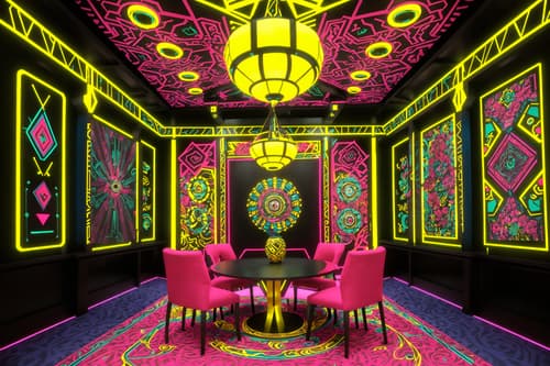 photo from pinterest of maximalist-style interior designed (exhibition space interior) . with more is more philosophy and bold colors and vibrant and playful and bold design and eye-catching and bold creativity and bold patterns. . cinematic photo, highly detailed, cinematic lighting, ultra-detailed, ultrarealistic, photorealism, 8k. trending on pinterest. maximalist interior design style. masterpiece, cinematic light, ultrarealistic+, photorealistic+, 8k, raw photo, realistic, sharp focus on eyes, (symmetrical eyes), (intact eyes), hyperrealistic, highest quality, best quality, , highly detailed, masterpiece, best quality, extremely detailed 8k wallpaper, masterpiece, best quality, ultra-detailed, best shadow, detailed background, detailed face, detailed eyes, high contrast, best illumination, detailed face, dulux, caustic, dynamic angle, detailed glow. dramatic lighting. highly detailed, insanely detailed hair, symmetrical, intricate details, professionally retouched, 8k high definition. strong bokeh. award winning photo.