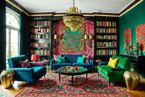photo from pinterest of maximalist-style interior designed (living room interior) with occasional tables and plant and rug and chairs and coffee tables and furniture and bookshelves and electric lamps. . with over-the-top aesthetic and more is more philosophy and vibrant and bold creativity and playful and bold patterns and bold colors and bold design. . cinematic photo, highly detailed, cinematic lighting, ultra-detailed, ultrarealistic, photorealism, 8k. trending on pinterest. maximalist interior design style. masterpiece, cinematic light, ultrarealistic+, photorealistic+, 8k, raw photo, realistic, sharp focus on eyes, (symmetrical eyes), (intact eyes), hyperrealistic, highest quality, best quality, , highly detailed, masterpiece, best quality, extremely detailed 8k wallpaper, masterpiece, best quality, ultra-detailed, best shadow, detailed background, detailed face, detailed eyes, high contrast, best illumination, detailed face, dulux, caustic, dynamic angle, detailed glow. dramatic lighting. highly detailed, insanely detailed hair, symmetrical, intricate details, professionally retouched, 8k high definition. strong bokeh. award winning photo.
