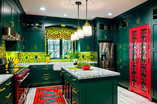 photo from pinterest of maximalist-style interior designed (kitchen interior) with sink and stove and worktops and refrigerator and kitchen cabinets and plant and sink. . with bold design and eye-catching and more is more philosophy and bold colors and vibrant and over-the-top aesthetic and playful and bold patterns. . cinematic photo, highly detailed, cinematic lighting, ultra-detailed, ultrarealistic, photorealism, 8k. trending on pinterest. maximalist interior design style. masterpiece, cinematic light, ultrarealistic+, photorealistic+, 8k, raw photo, realistic, sharp focus on eyes, (symmetrical eyes), (intact eyes), hyperrealistic, highest quality, best quality, , highly detailed, masterpiece, best quality, extremely detailed 8k wallpaper, masterpiece, best quality, ultra-detailed, best shadow, detailed background, detailed face, detailed eyes, high contrast, best illumination, detailed face, dulux, caustic, dynamic angle, detailed glow. dramatic lighting. highly detailed, insanely detailed hair, symmetrical, intricate details, professionally retouched, 8k high definition. strong bokeh. award winning photo.
