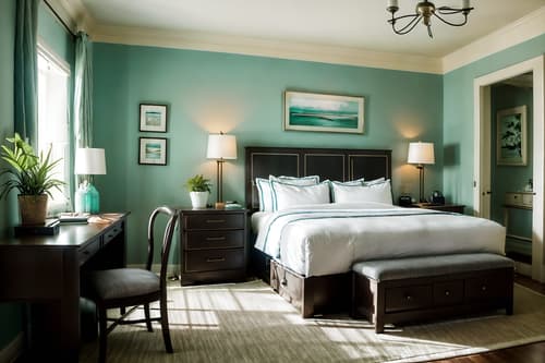 photo from pinterest of coastal-style interior designed (hotel room interior) with hotel bathroom and working desk with desk chair and bed and plant and accent chair and dresser closet and storage bench or ottoman and night light. . with . . cinematic photo, highly detailed, cinematic lighting, ultra-detailed, ultrarealistic, photorealism, 8k. trending on pinterest. coastal interior design style. masterpiece, cinematic light, ultrarealistic+, photorealistic+, 8k, raw photo, realistic, sharp focus on eyes, (symmetrical eyes), (intact eyes), hyperrealistic, highest quality, best quality, , highly detailed, masterpiece, best quality, extremely detailed 8k wallpaper, masterpiece, best quality, ultra-detailed, best shadow, detailed background, detailed face, detailed eyes, high contrast, best illumination, detailed face, dulux, caustic, dynamic angle, detailed glow. dramatic lighting. highly detailed, insanely detailed hair, symmetrical, intricate details, professionally retouched, 8k high definition. strong bokeh. award winning photo.