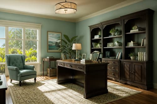 photo from pinterest of coastal-style interior designed (study room interior) with writing desk and desk lamp and lounge chair and office chair and cabinets and plant and bookshelves and writing desk. . with . . cinematic photo, highly detailed, cinematic lighting, ultra-detailed, ultrarealistic, photorealism, 8k. trending on pinterest. coastal interior design style. masterpiece, cinematic light, ultrarealistic+, photorealistic+, 8k, raw photo, realistic, sharp focus on eyes, (symmetrical eyes), (intact eyes), hyperrealistic, highest quality, best quality, , highly detailed, masterpiece, best quality, extremely detailed 8k wallpaper, masterpiece, best quality, ultra-detailed, best shadow, detailed background, detailed face, detailed eyes, high contrast, best illumination, detailed face, dulux, caustic, dynamic angle, detailed glow. dramatic lighting. highly detailed, insanely detailed hair, symmetrical, intricate details, professionally retouched, 8k high definition. strong bokeh. award winning photo.