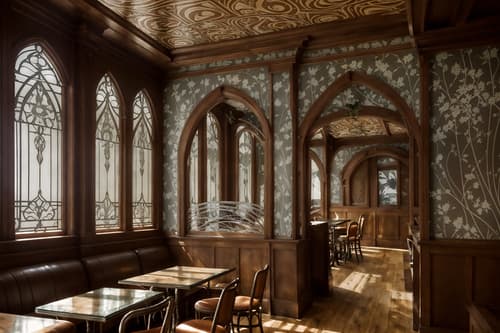 photo from pinterest of art nouveau-style interior designed (coffee shop interior) . with wallpaper pattners of spider webs and ashy colors and natural materials and curved glass and arches and curved forms and wallpaper patterns of stylized flowers and soft, rounded lines and asymmetrical shapes. . cinematic photo, highly detailed, cinematic lighting, ultra-detailed, ultrarealistic, photorealism, 8k. trending on pinterest. art nouveau interior design style. masterpiece, cinematic light, ultrarealistic+, photorealistic+, 8k, raw photo, realistic, sharp focus on eyes, (symmetrical eyes), (intact eyes), hyperrealistic, highest quality, best quality, , highly detailed, masterpiece, best quality, extremely detailed 8k wallpaper, masterpiece, best quality, ultra-detailed, best shadow, detailed background, detailed face, detailed eyes, high contrast, best illumination, detailed face, dulux, caustic, dynamic angle, detailed glow. dramatic lighting. highly detailed, insanely detailed hair, symmetrical, intricate details, professionally retouched, 8k high definition. strong bokeh. award winning photo.