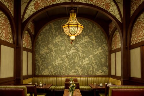 photo from pinterest of art nouveau-style interior designed (restaurant interior) with restaurant decor and restaurant dining tables and restaurant bar and restaurant chairs and restaurant decor. . with arches and curved forms and wallpaper pattners of spider webs and stained glass and japanese motifs and wallpaper patterns of stylized flowers and curving, plant-like embellishments and mosaics and wallpaper patterns of feathers. . cinematic photo, highly detailed, cinematic lighting, ultra-detailed, ultrarealistic, photorealism, 8k. trending on pinterest. art nouveau interior design style. masterpiece, cinematic light, ultrarealistic+, photorealistic+, 8k, raw photo, realistic, sharp focus on eyes, (symmetrical eyes), (intact eyes), hyperrealistic, highest quality, best quality, , highly detailed, masterpiece, best quality, extremely detailed 8k wallpaper, masterpiece, best quality, ultra-detailed, best shadow, detailed background, detailed face, detailed eyes, high contrast, best illumination, detailed face, dulux, caustic, dynamic angle, detailed glow. dramatic lighting. highly detailed, insanely detailed hair, symmetrical, intricate details, professionally retouched, 8k high definition. strong bokeh. award winning photo.
