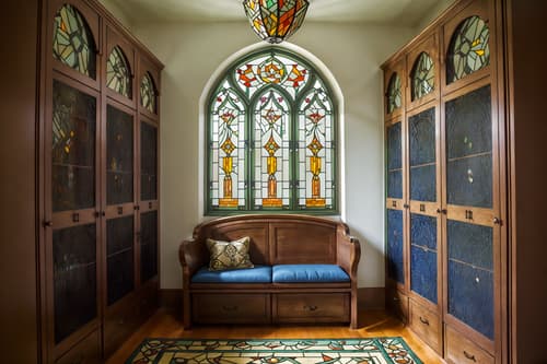 photo from pinterest of art nouveau-style interior designed (drop zone interior) with cubbies and storage drawers and wall hooks for coats and a bench and storage baskets and shelves for shoes and lockers and cabinets. . with ashy colors and mosaics and stained glass and curving, plant-like embellishments and wallpaper pattners of spider webs and stained glass and asymmetrical shapes and soft, rounded lines. . cinematic photo, highly detailed, cinematic lighting, ultra-detailed, ultrarealistic, photorealism, 8k. trending on pinterest. art nouveau interior design style. masterpiece, cinematic light, ultrarealistic+, photorealistic+, 8k, raw photo, realistic, sharp focus on eyes, (symmetrical eyes), (intact eyes), hyperrealistic, highest quality, best quality, , highly detailed, masterpiece, best quality, extremely detailed 8k wallpaper, masterpiece, best quality, ultra-detailed, best shadow, detailed background, detailed face, detailed eyes, high contrast, best illumination, detailed face, dulux, caustic, dynamic angle, detailed glow. dramatic lighting. highly detailed, insanely detailed hair, symmetrical, intricate details, professionally retouched, 8k high definition. strong bokeh. award winning photo.