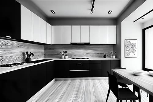 (hand-drawn monochrome black and white sketch line drawing)++ of sketch-style interior designed (kitchen living combo) apartment interior. a sketch of interior. with . . a sketch of interior. with worktops and plant and sink. trending on artstation. black and white line drawing sketch without colors. masterpiece, cinematic light, ultrarealistic+, photorealistic+, 8k, raw photo, realistic, sharp focus on eyes, (symmetrical eyes), (intact eyes), hyperrealistic, highest quality, best quality, , highly detailed, masterpiece, best quality, extremely detailed 8k wallpaper, masterpiece, best quality, ultra-detailed, best shadow, detailed background, detailed face, detailed eyes, high contrast, best illumination, detailed face, dulux, caustic, dynamic angle, detailed glow. dramatic lighting. highly detailed, insanely detailed hair, symmetrical, intricate details, professionally retouched, 8k high definition. strong bokeh. award winning photo.