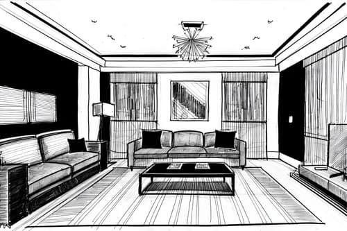 (hand-drawn monochrome black and white sketch line drawing)++ of sketch-style interior designed (gaming room) apartment interior. a sketch of interior. with . . a sketch of interior. trending on artstation. black and white line drawing sketch without colors. masterpiece, cinematic light, ultrarealistic+, photorealistic+, 8k, raw photo, realistic, sharp focus on eyes, (symmetrical eyes), (intact eyes), hyperrealistic, highest quality, best quality, , highly detailed, masterpiece, best quality, extremely detailed 8k wallpaper, masterpiece, best quality, ultra-detailed, best shadow, detailed background, detailed face, detailed eyes, high contrast, best illumination, detailed face, dulux, caustic, dynamic angle, detailed glow. dramatic lighting. highly detailed, insanely detailed hair, symmetrical, intricate details, professionally retouched, 8k high definition. strong bokeh. award winning photo.