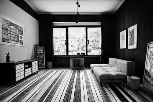 (hand-drawn monochrome black and white sketch line drawing)++ of sketch-style interior designed (workshop) apartment interior. a sketch of interior. with . . a sketch of interior. with wooden workbench and messy and tool wall. trending on artstation. black and white line drawing sketch without colors. masterpiece, cinematic light, ultrarealistic+, photorealistic+, 8k, raw photo, realistic, sharp focus on eyes, (symmetrical eyes), (intact eyes), hyperrealistic, highest quality, best quality, , highly detailed, masterpiece, best quality, extremely detailed 8k wallpaper, masterpiece, best quality, ultra-detailed, best shadow, detailed background, detailed face, detailed eyes, high contrast, best illumination, detailed face, dulux, caustic, dynamic angle, detailed glow. dramatic lighting. highly detailed, insanely detailed hair, symmetrical, intricate details, professionally retouched, 8k high definition. strong bokeh. award winning photo.
