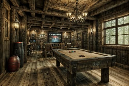 photo from pinterest of rustic-style interior designed (gaming room interior) . with . . cinematic photo, highly detailed, cinematic lighting, ultra-detailed, ultrarealistic, photorealism, 8k. trending on pinterest. rustic interior design style. masterpiece, cinematic light, ultrarealistic+, photorealistic+, 8k, raw photo, realistic, sharp focus on eyes, (symmetrical eyes), (intact eyes), hyperrealistic, highest quality, best quality, , highly detailed, masterpiece, best quality, extremely detailed 8k wallpaper, masterpiece, best quality, ultra-detailed, best shadow, detailed background, detailed face, detailed eyes, high contrast, best illumination, detailed face, dulux, caustic, dynamic angle, detailed glow. dramatic lighting. highly detailed, insanely detailed hair, symmetrical, intricate details, professionally retouched, 8k high definition. strong bokeh. award winning photo.